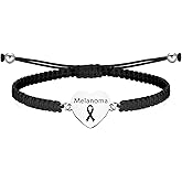 CHOORO Melanoma Cancer Awareness Gift Black Ribbon Adjustable Bracelet Skin Cancer Survivor Encouragement Gift (Melanoma br)