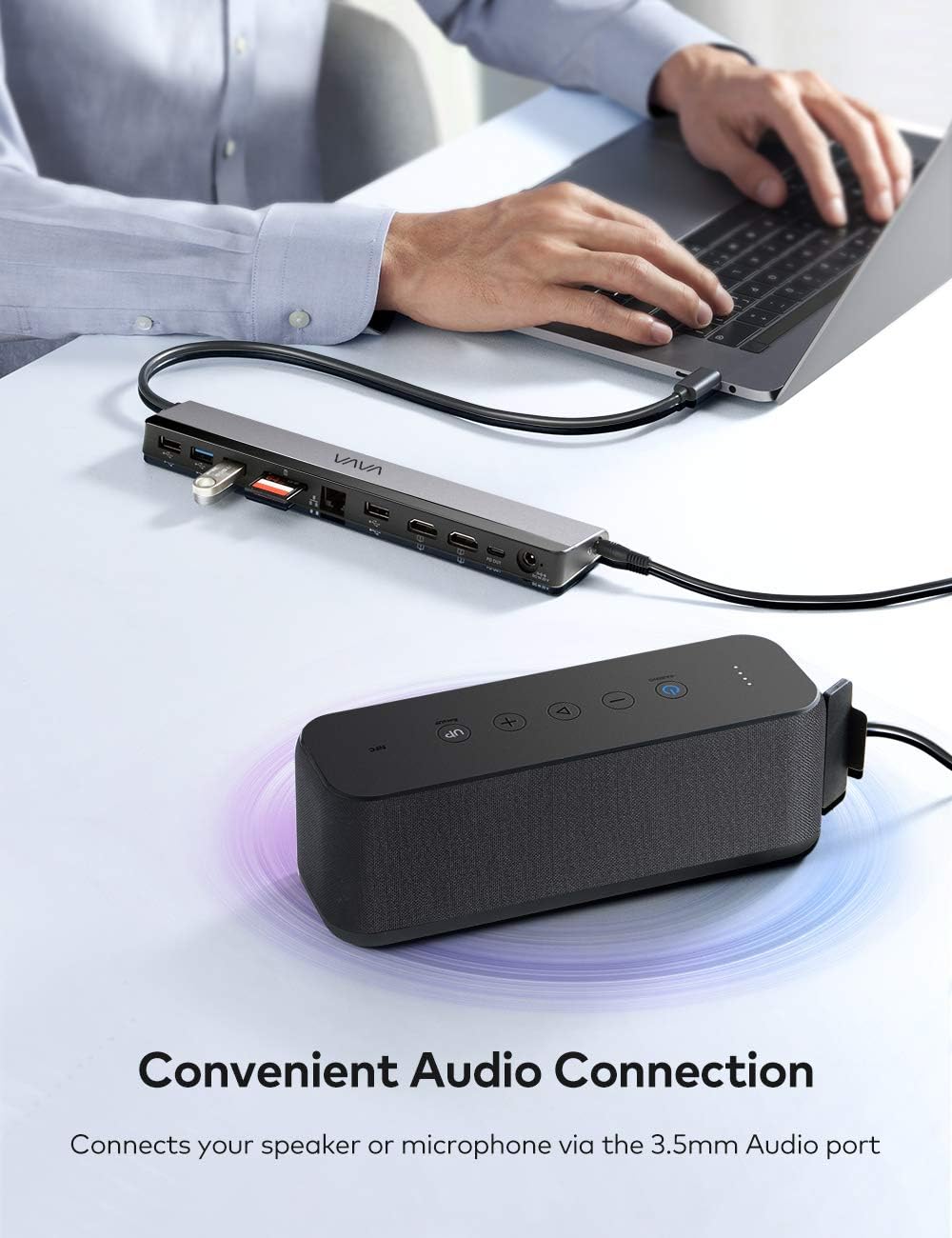 VAVA USB C Docking Station, 12-in-1 Type C Hub with Dual 4K HDMI Ports, RJ45 Ethernet, 4 USB Ports, SD/TF Cards Reader, PD USB-C Charging Port, Audio/Mic for MacBook/Pro/Air, Type C Windows Laptops: Computers & Accessories