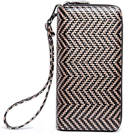 LOVEME Women Double Zipper Wallets Hangbag Bank Card Cash Package (GOLDB-BLW28)