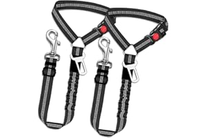 Vehicle Harnesses 2 in1 Dog Belts for Cars 2 Pack Pet Harnesses Headrest Restraint Clip Adjustable Dog Car Harness Belt with 