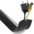 Floor Cord Cover 4ft, Cord Hider Floor Hide Extension Cords, Floor Cable Management Prevent Cable Trips, Floor Cable Cover Wire Covers for Cords, Cable Protector Cord Cavity W0.6in x H0.32in Black