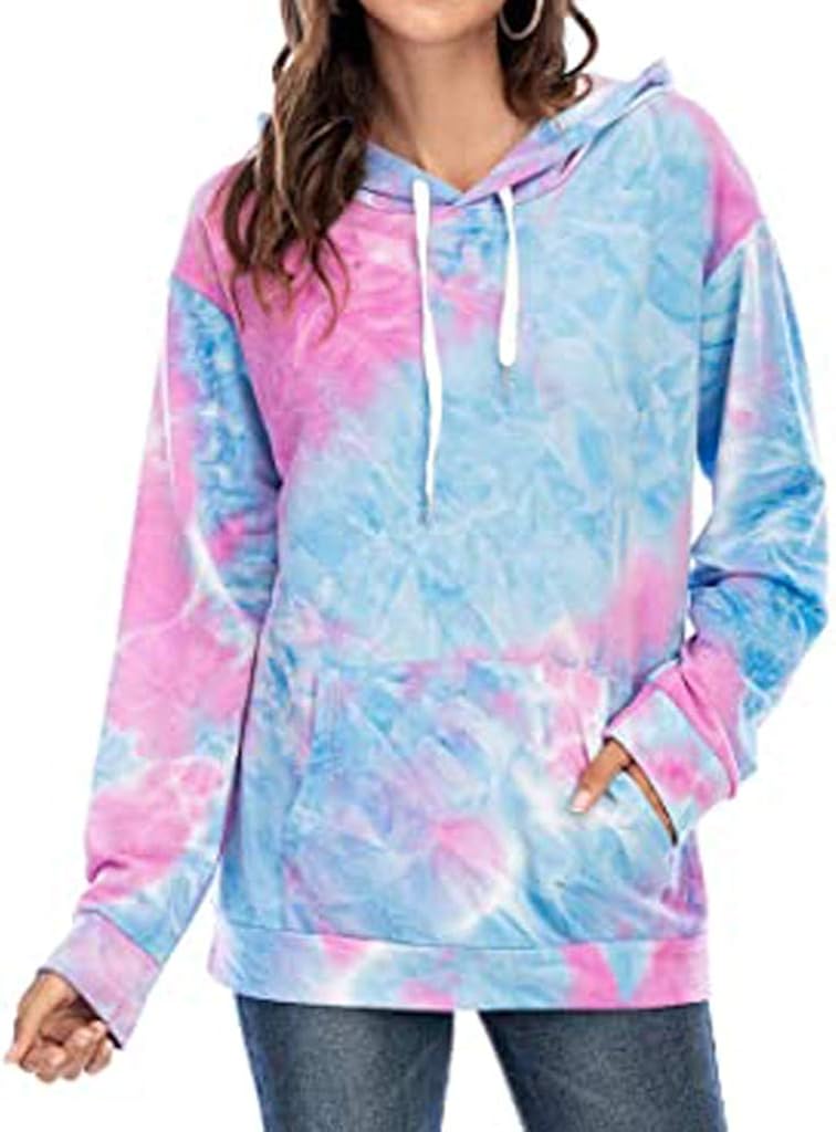 Women Hoodie Plus Size Tie-Dye Pullover Long Sleeve Casual Sweatshirt Tops: Amazon.co.uk: Clothing