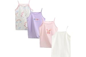 Letoileite Girls Camisole Cami Shirt Soft Cotton Undershirts Toddler Girl Racerback Tank Top 4 Pack