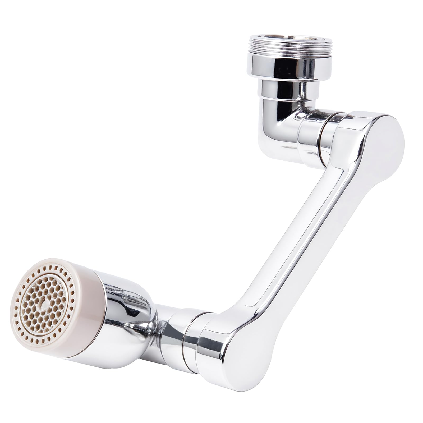 Photo 1 of 1080°Swivel Faucet Extender, Sink Water Faucet Aerator Extension, kitchen sink faucet, Kitchen Rotating Extension with 2 Mode Splash (Silver, Long arm extender)