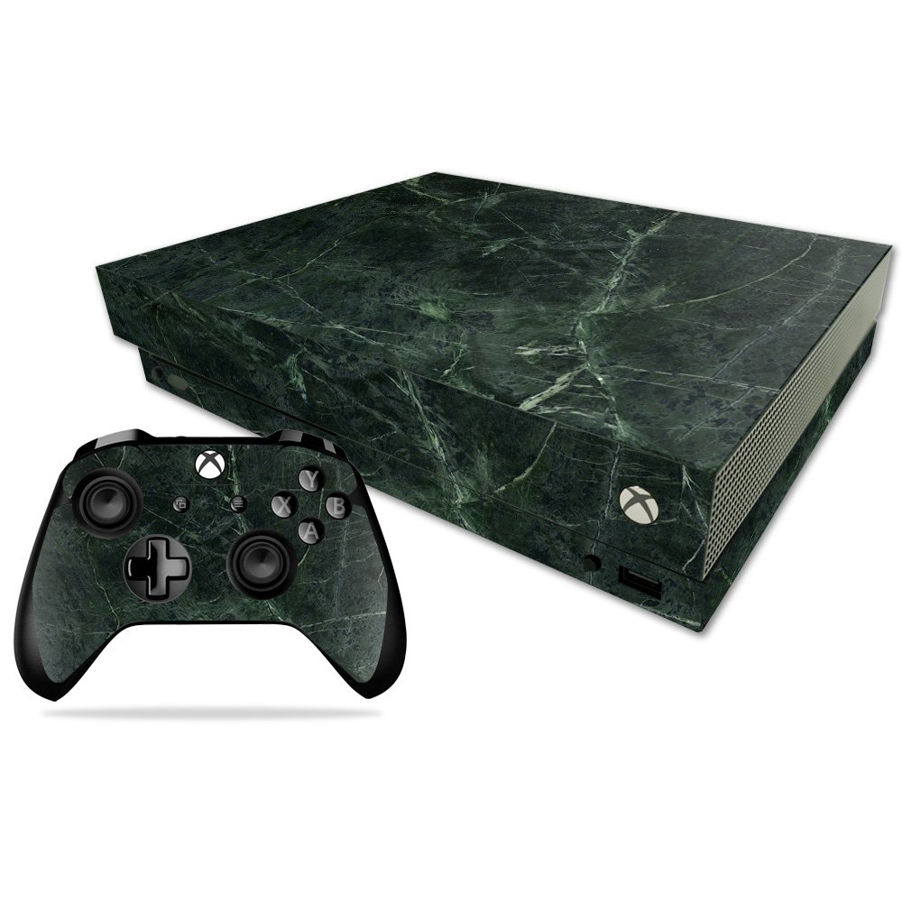 MightySkins Skin Compatible with Microsoft Xbox One X - Green Marble | Protective, Durable, and Unique Vinyl Decal wrap Cover | Easy to Apply, Remove, and Change Styles | Made in The USA