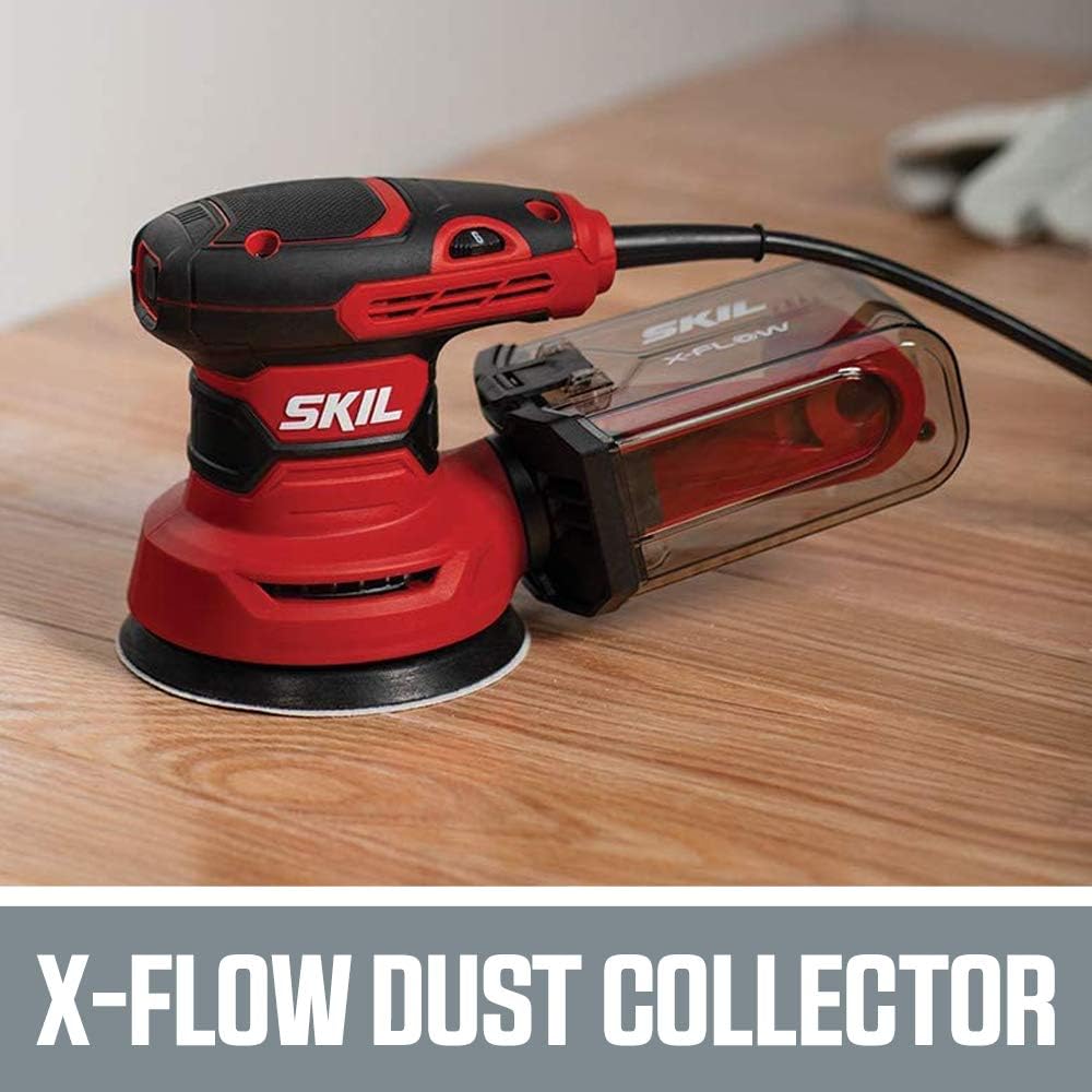 SKIL 5” Random Orbital Sander, Includes 3pcs Sanding Papers and Dust Box - SR211601 - - 