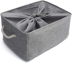 Mangata Lavable Plegable Engrosada Lona Tela Caja de Almacenamiento con cordón (Xlarge, Gris) 