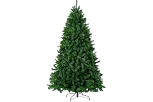BOP 7FT Artificial Christmas Tree, 1000 PVC Tips Full Hinged Spruce Tree with Foldable Metal Stand, Easy Assembly Xmas Tree for Home Office Holiday Party Indoor Outdoor Decoration (Green) (Green, 7FT)