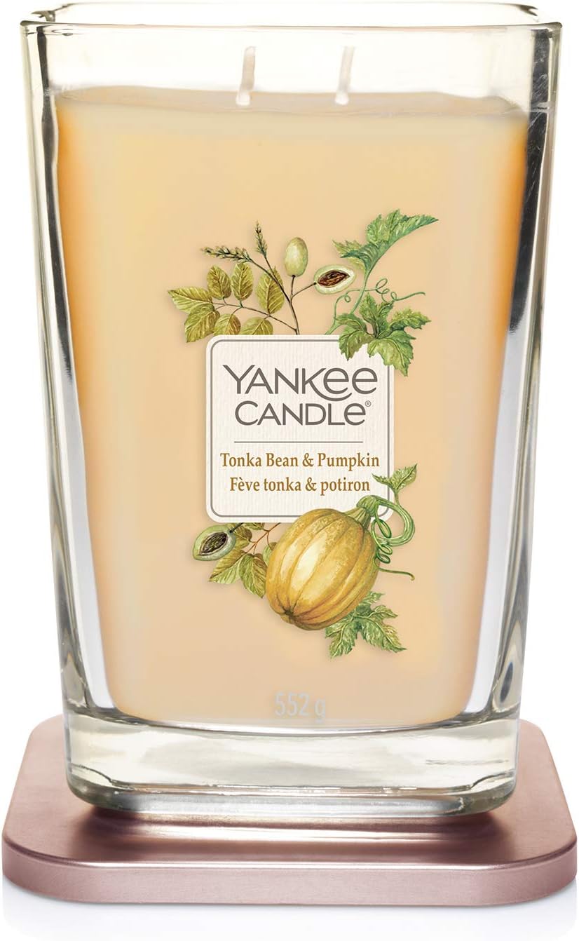 Yankee Candle Wick Square Scented Candle, Soy Blend Wax, Tonka Bean & Pumpkin, Large BigaMart