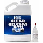 Fiberglass Supply Depot Clear Gelcoat Without Wax &ndash; UV-Resistant Marine Gelcoat for Interior &amp; Exterior Use &ndash; Gallon Kit with 60cc MEKP Hardener