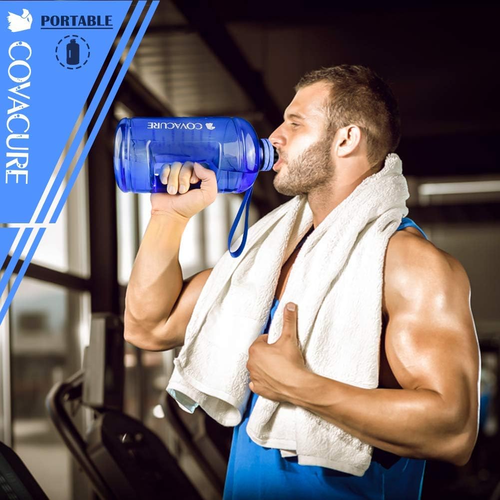 covacure Water Bottle with Time Marker - Reusable 360°Leak-Proof Drinking Water Jug for Gym Fitness, Camping, Hiking : Sports & Outdoors