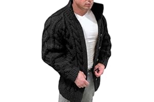 Askyrose Cardigan Sweaters for Men Long Sleeve Sweater Shawl Collar Button Down Slim Fit Casual Vintage Knitwear