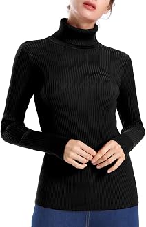 ninovino Women's Turtleneck Ribbed Long 