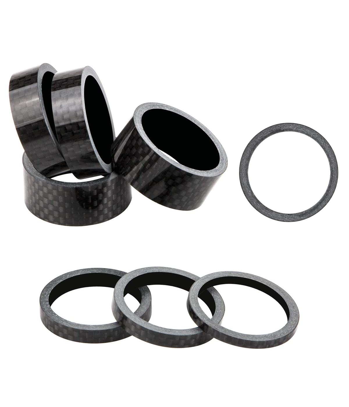 Pack of 8 Bicycle Handlebar Spacers, Bicycle Headset Spacer Kit, Bicycle Stem Spacer Kit, Bicycle Spacer Bike Spacers Aluminium for Trunk 1 mm 2 mm 3 mm 5 mm 8 mm 10 mm 15 mm, 20 mm x 2 (Carbon Fibre)