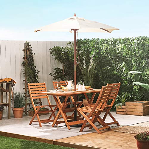 VonHaus 2M Holz-Sonnenschirm Marktschirm - UV30+ Sonnenschutz für Outdoor, Garten und Patio – Elfenbein – Bild 7