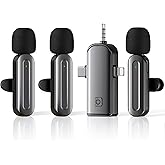 AWSENS 3 in 1 Wireless Lavalier Microphones for iPhone,Android,USB-C,Camera,Built-in Reduction ChipNoise,Plug-Play, 2.4G Ultra-Low Delay Mini Microphone for Interview/tiktok/Vlog/YouTube(3 MIC)