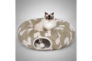 Pesen Christmas Cat Tunnel Bed with Soft Cushion, Cat Toys for Indoor Cats Enhance Bonding Between Pets and Owners, Encourage Exploration, and Satisfy Natural Instincts for Kittens, Dogs, and Rabbits