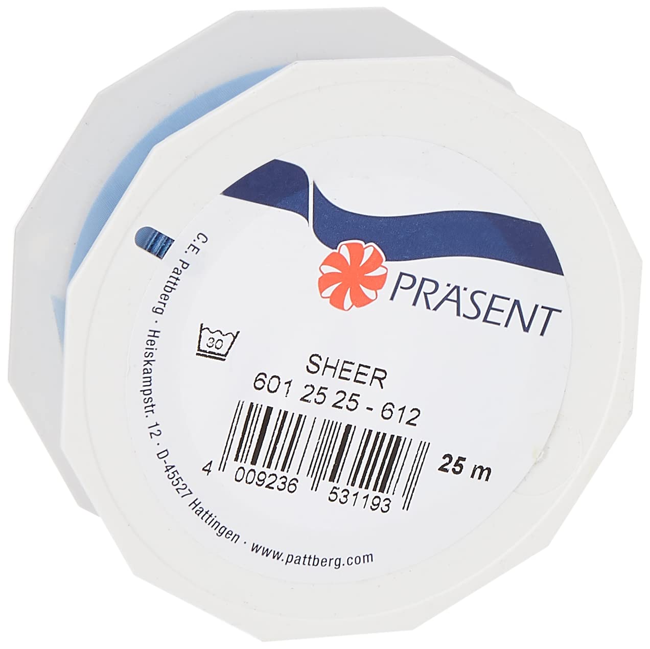 C.E. Pattberg Sheer Organza Ribbon Light Blue, 27 Yards Gift Wrap Ribbon, 1 inch Width, Accessories for Decoration & Handicrafts, Decoration Ribbon for Presents, for Every Occasion