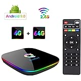Greatlizard Android 9.0 Q Plus TV Box 4GB RAM 64GB ROM 4K HD H6 Quad Cord 2.4G WiFi Smart TV Box