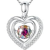 Gem's Beauty Silver Heart Necklace for Women - 925 Silver Moissanite Pendant, Dainty Dance Gift for Her, Mom, Wife |Christmas/Anniversary/Valentine’s Birthstone Jewel