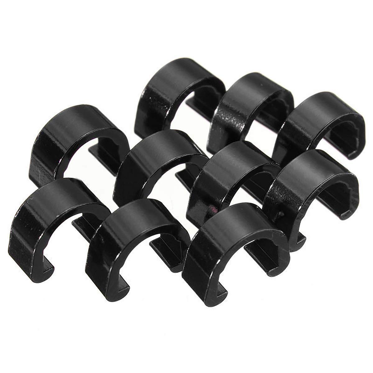 10 PCS Hook Clips C Housing Hose Buckle, Aluminum Alloy Metal C-Clips Buckle Mountain Bike Bicycles Brake Cable Hose C-Clips, Black