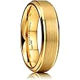 King Will GLORY Wedding Rings for Men, Tungsten Carbide Wedding Ring 14K Gold Matte Brushed Polish Wedding Band for Men, 6mm-8mm Comfort Fit