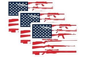 STICKY DUDE 3 pcs American Flag USA Flag Rifles, 4 inches - 2nd Amendment, Gun Sticker NRA Sniper for Car Bumper, Truck Window, Hunting Accessories