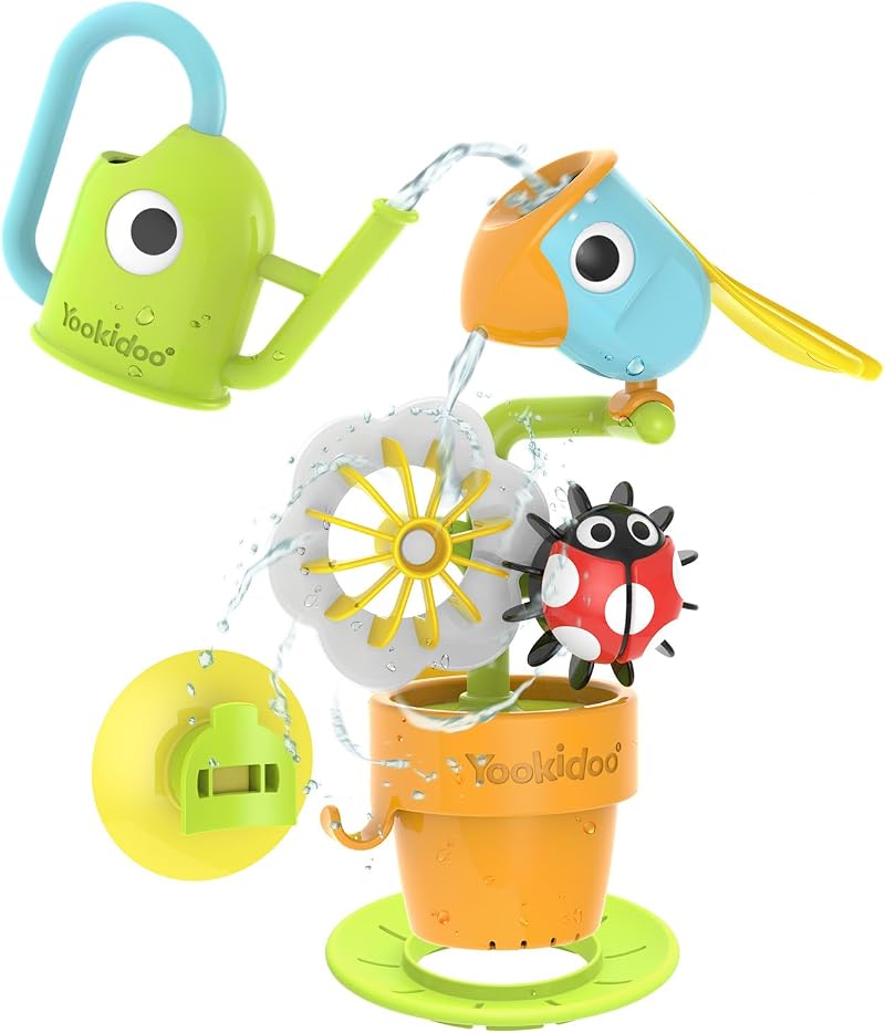 Yookidoo Watering Can Baby Bath Toy Spinning Lady Bug Tipping Bird 3 Moving