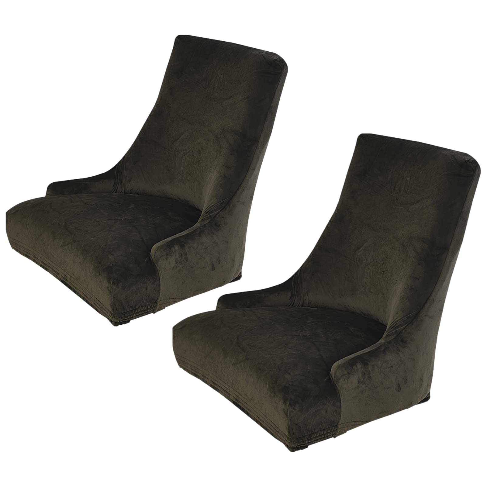 rismart Stretch Wingback Side Chair Covers Removable Spandex Seat Slipcovers for Armchairs Army Green 2 PCS