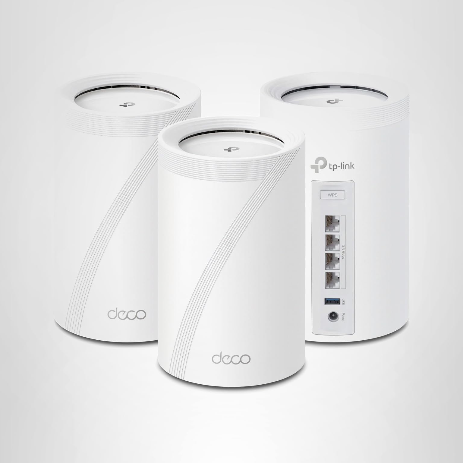 TP-Link Deco BE63 Tri-Band WiFi 7 BE10000 Whole Home Mesh System - 6-Stream 10 Gbps, 4x2.5G Ports Wired Backhaul, 4X Smart Internal Antennas, VPN, MU-MIMO, HomeShield, Free Expert Support (3-Pack)