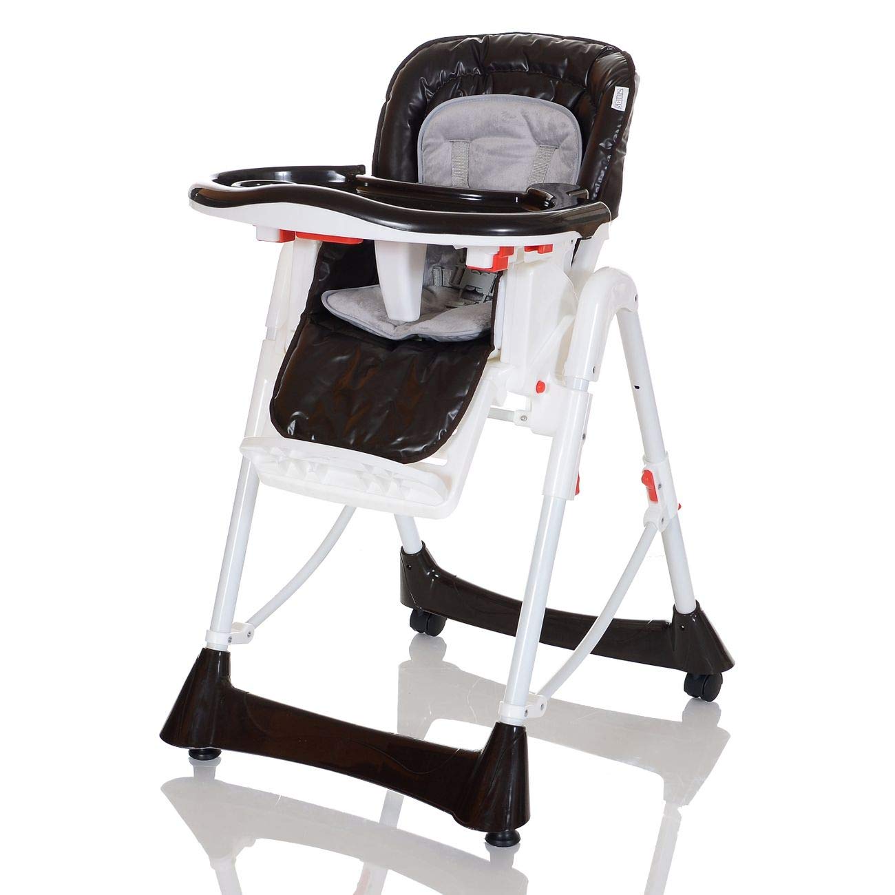 Kinder Hochstuhl Mit Liegeposition Hohenverstellbar Leicht Abwaschbar Klappbar Mit 5 Punk Gurt Braun Amazon De Baby