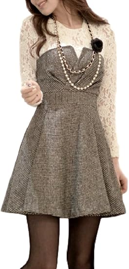 Amazon Co Jp ミズミス Ms Miss レディース 長袖 ワンピース 千鳥格子 フレア ワンピ ドレス フォーマル S 服 ファッション小物