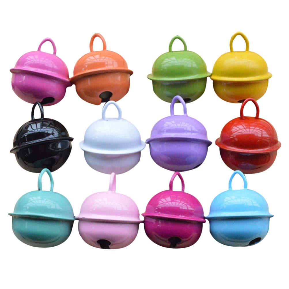 SUPVOX 50pcs Christmas DIY Crafts Bells, 22mm Colorful Painted Jingle Bell Metal Mini Bells for Jewelry Ornaments Xmas Tree Decor Pendants