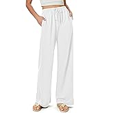 keriffe Summer Outfits Flowy Palazzo Pants for Women High Waisted Wide Leg Beach Casual Vacation Pants Trousers Pockets