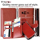 Galaxy Core Prime Case, TabPow 9 Card Slot Series - Wallet Folio PU Leather Case Cover With Detachable Magnetic Hard Case For Samsung Galaxy Core Prime G360, Brown