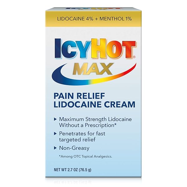 ICY HOT MAX STRENGTH PAIN RELIEF CREAM WITH LIDOCAINE PLUS MENTHOL, 2.7 OUNCES
