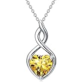 HPQQ Birthstone Necklace for Women 925 Sterling Silver Heart Love Infinity Jewelry Valentines Day Birthday Gifts for Her Girlfriend Wife Mom