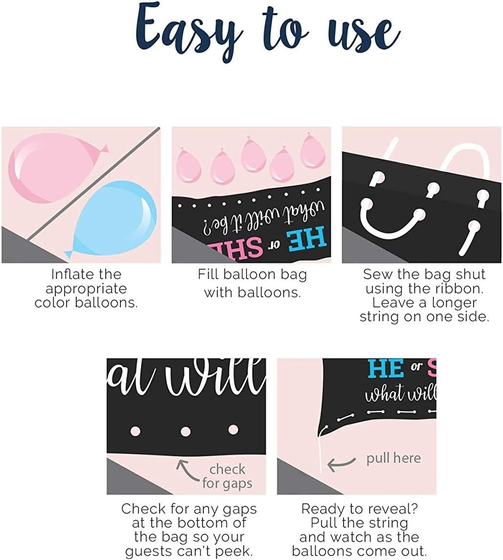 Gender Reveal Party Decoration, Balloon Drop Bag Baby Shower Preganancy Anouncment "He or She, What Will it Be?" - Image 4