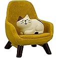 Refintural Miniature Cat Figurines with Small Sofa - Resin Mini Cat Figures, Kitten Miniature Desk Accessories - Perfect Cute Cat Gift for Cat Lovers(Yellow Sofa)