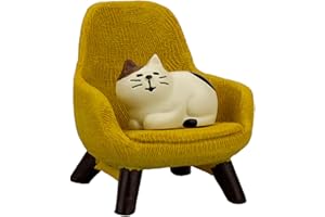 Refintural Miniature Cat Figurines with Small Sofa - Resin Mini Cat Figures, Kitten Miniature Desk Accessories - Perfect Cute Cat Gift for Cat Lovers(Yellow Sofa)