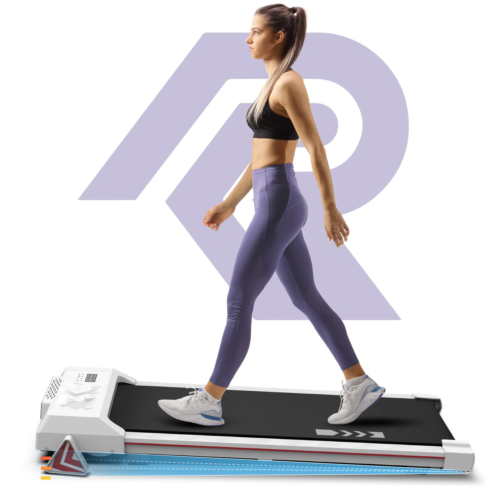 Photo 1 of Rellysport Walking Pad with Incline - Under Desk Treadmill for Home Office - 2.25HP Inclined Treadmills with Remote Control, LED Display, 265lbs Weight Capacity, White