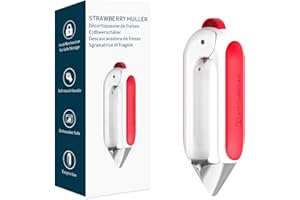 KITCHENDAO Strawberry Huller Corer Stem Remover with Safety Lock, Non-Slip Soft-Touch Handle, Sharp Blades, Dishwasher Safe,1