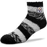 For Bare Feet NFL Cozy Soft Slipper Socks - Home Socks for Ultimate Comfort - Gameday Apparel - Luxuriously Plush and Cozy - Unisex (Pittsburgh Steelers - Black, One Size)