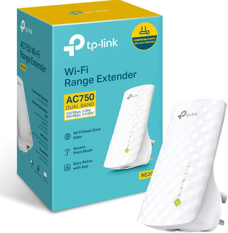 TP-Link RE200 AC750 Dual Band Wi-Fi Range Extender Booster Ethernet Port UK Plug
