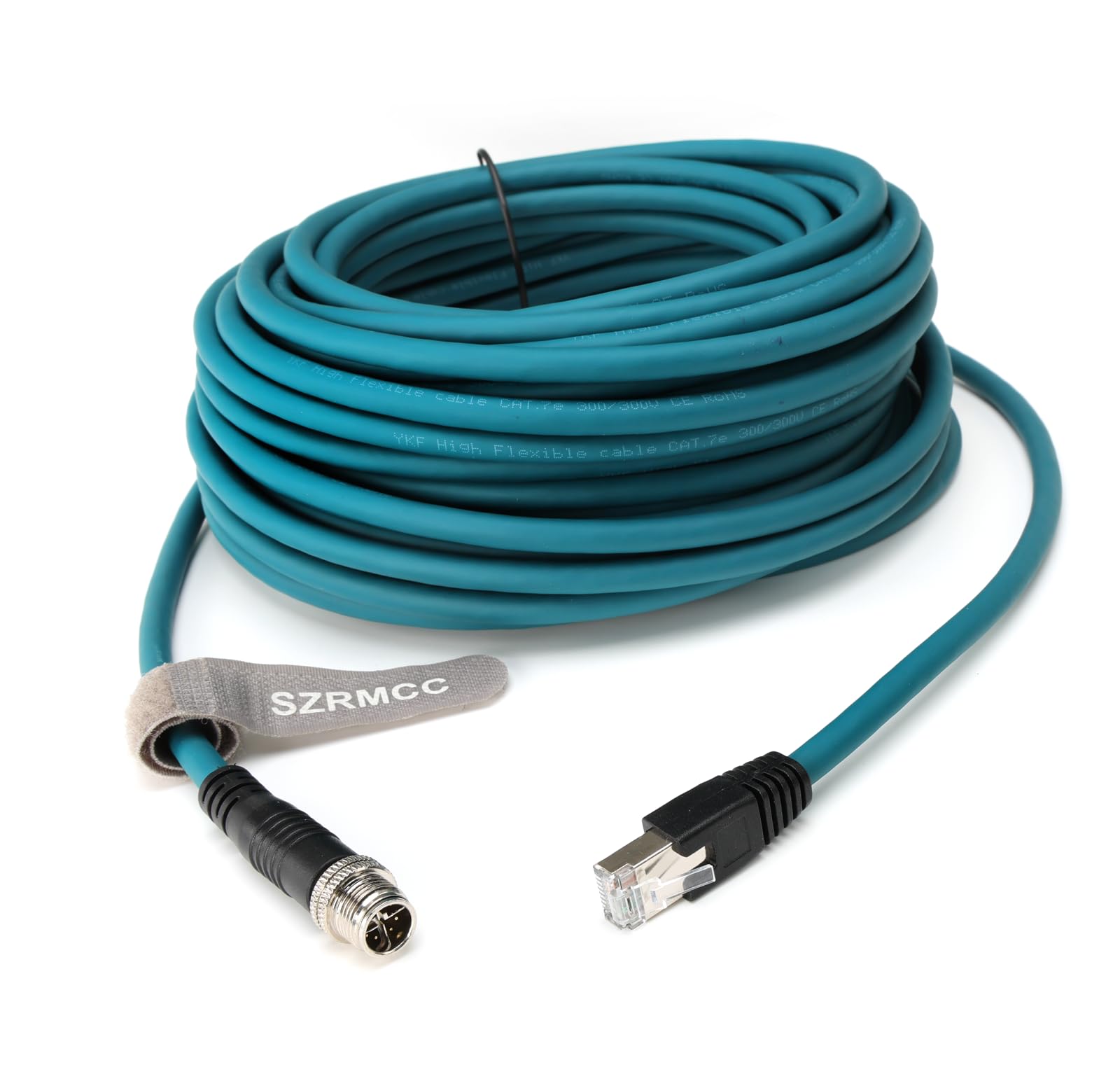 SZRMCC M12 8 Pin X-Coded Male to RJ45 Ethernet Cable Cat7e Gigabit Shielded Waterproof Network Cable for Basler GigE Cognex in-Sight Industrial Camera Vision Sensors (Blue,10M)