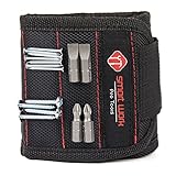 Magnetic Wristband by Smart Work Pro Tools - Adjustable, Black, Heavy Duty With 10 Magnets - Great Gift for Father 's Day - Holds Screws, Nails, Small Tools for Carpenters/Mechanics/DIY Projects