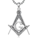 Lattd Masonic Necklace 925 Sterling Silver Freemason Masonic Pendant Necklace Freemason Gifts for Men Women