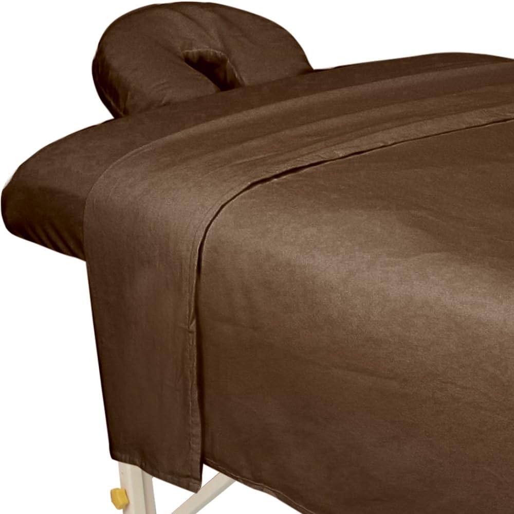ForPro Premium Flannel 3-Piece Massage Sheet Set, Chocolate, for Massage Tables, Includes Massage Flat Sheet, Massage Fitted Sheet, and Massage Fitted Face Rest Cover: Home & Kitchen