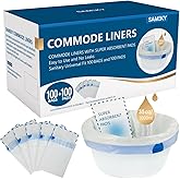 SAMEKY Commode Liners with Absorbent Pads | 100Bags+100Pads for Bedside Toilet Chair Bucket | Universal Fit | Bedside Commode