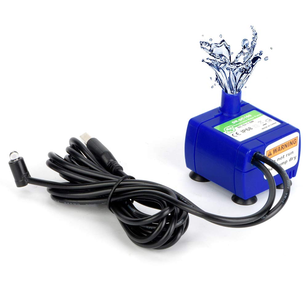 Cat Water Fountain Pump, Replacement Pump for Pet Fountain, Super Silent Small Water Pump with LED Light, DC5V 1.5W Low Power Consumption USB Mini Water Pump